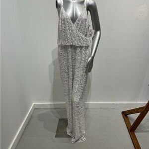 DB Studio White Sequin Jumpsuit | Size 18